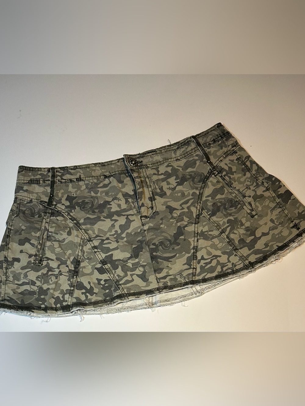 Vtg Y2K Nobo Camouflage Micro Mini Skirt Low Rise